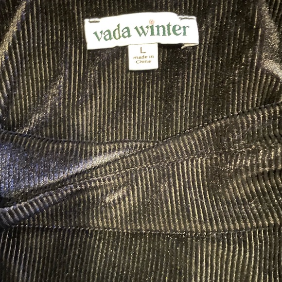 NWOT Vada Winter Black Ribbed Velvet Sz L - Picture 5 of 6